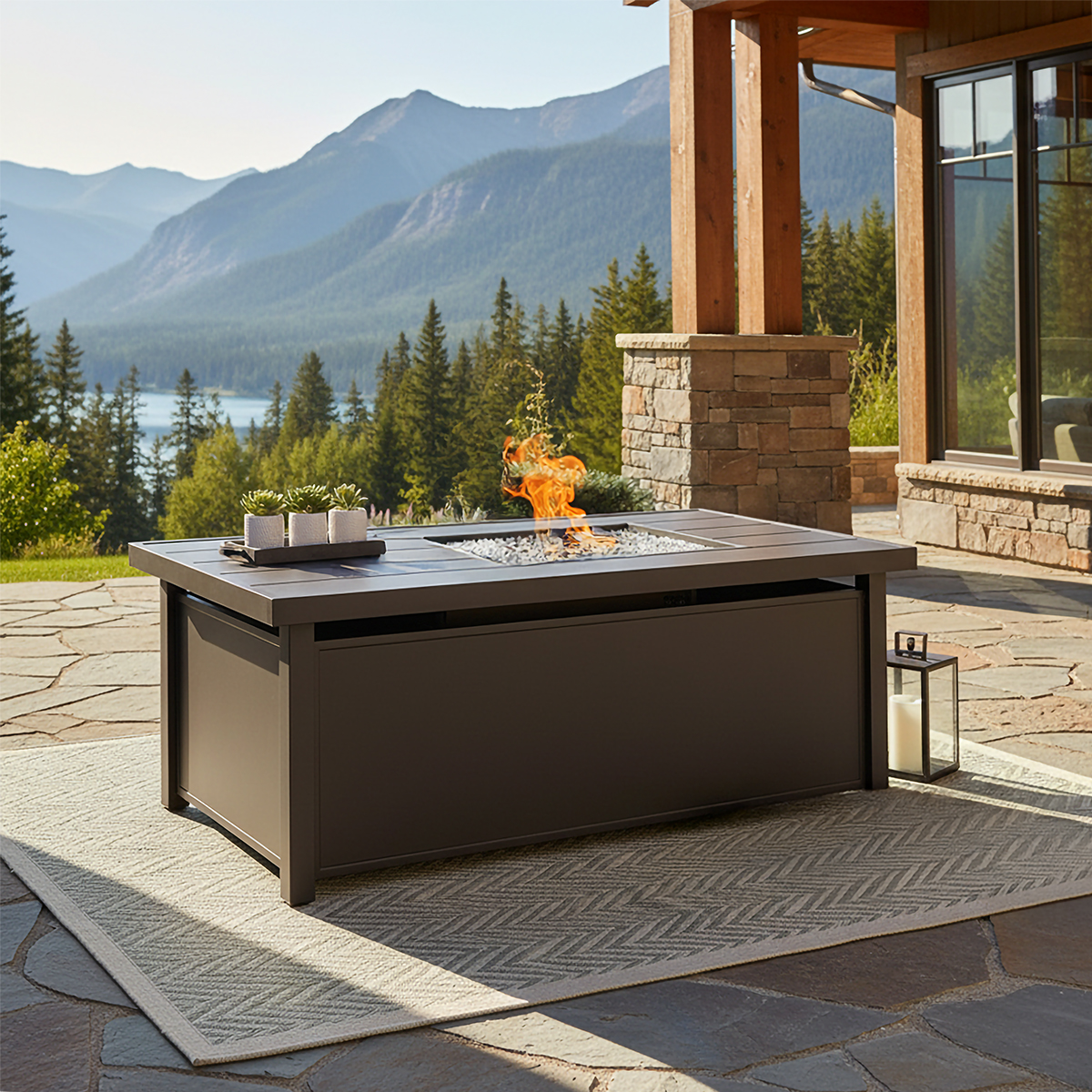 Firetop Table 30” X 60” SLAT TOP FIRE TABLE - Three Palms Casual
